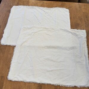 Casaluna Linen Fringe Cream Shams Set of 2 Pillow Cases Full Queen Size Neutral